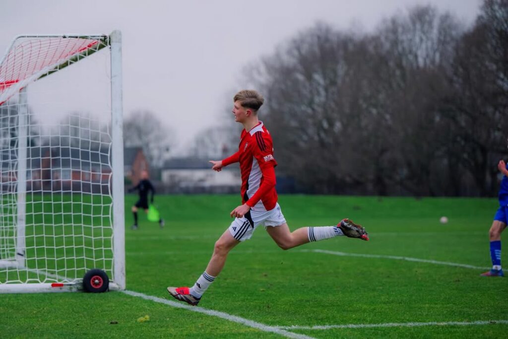 Will Wright playing for the Salford City youth teams (Photo via Wright on Instagram)
