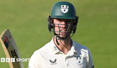 Jake Libby celebrates scoring century