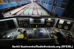 The control panel of a Kyiv Metro train during a media visit to Yesypchuk's workplace
