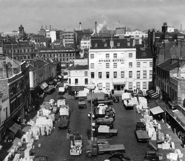 The Wholesale fruit and vegetable market held daily in Queen Square.