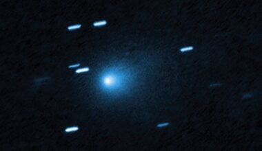 Hubble captured this image of the interstellar comet 3I/ATLAS on July 21, 2025, when the comet was 277 million miles from Earth. Hubble shows that the comet has a teardrop-shaped cocoon of dust coming off its solid, icy nucleus.