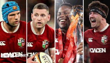 A split picture of Tadhg Beirne, Finn Russell, Maro Itoje and Tom Curry