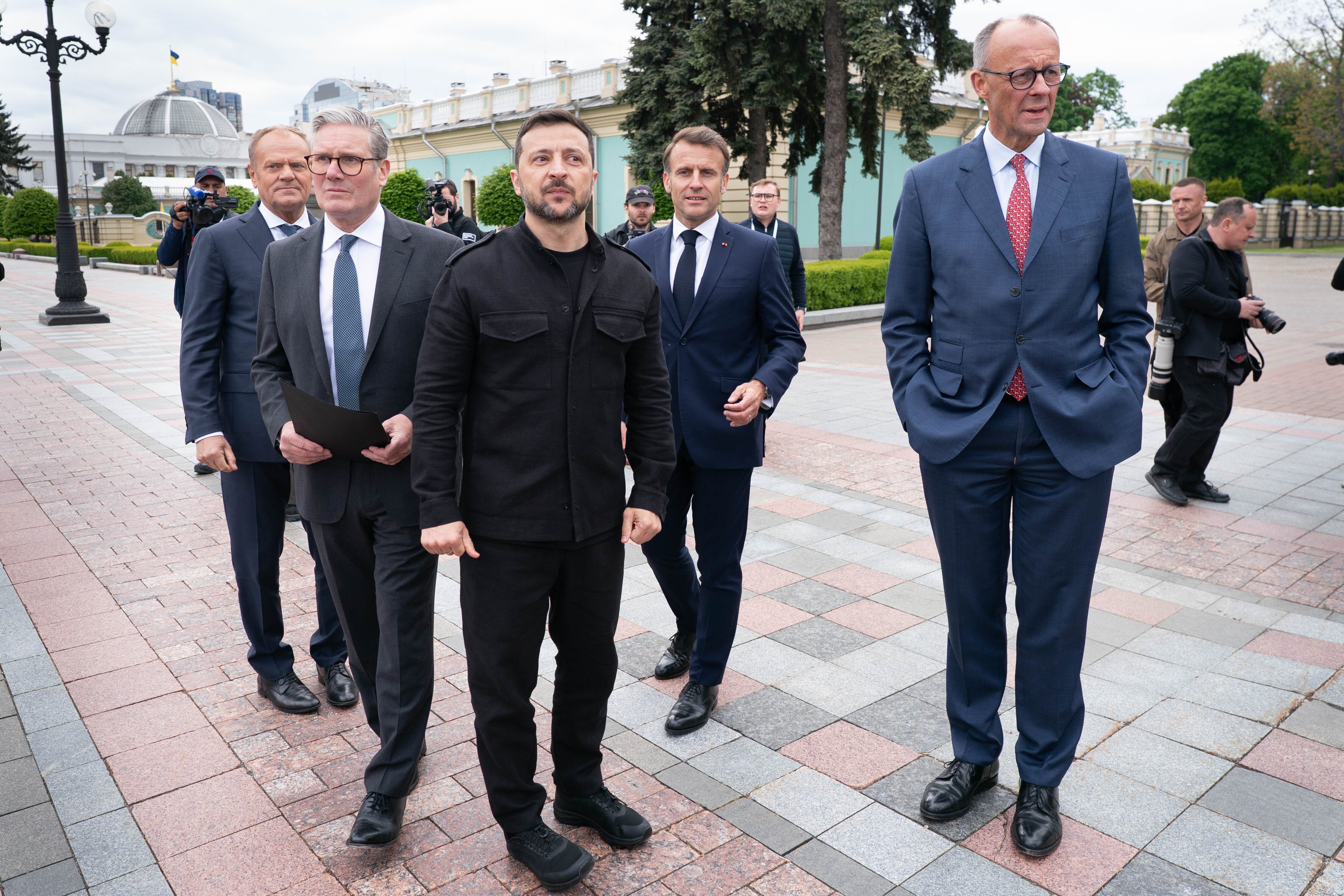 Volodymyr Zelensky pictured with Sir Keir Starmer, Emmanuel Macron and Friedrich Merz (Stefan Rousseau/PA)