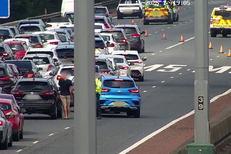 Traffic was filtering through one lane on the M2 shortly after 3pm.