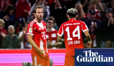 European football: Harry Kane hits hat-trick and Luis Díaz off the mark as Bayern thrash Leipzig | European club football