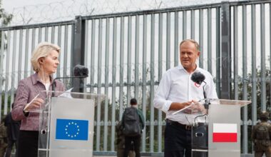EU chief thanks Poland for helping protect Europe from “predator” Putin on visit to Belarus border