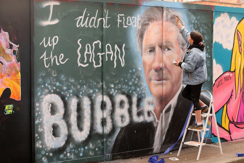  The mural, which depicts Superintendent Hastings - played by Fermanagh man Adrian Dunbar - and his now iconic quote 'I didn't come up the Lagan in a bubble', Union Street, Belfast