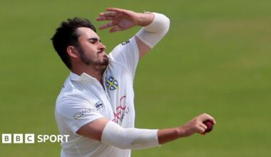 Mitchell Killeen bowling for Durham