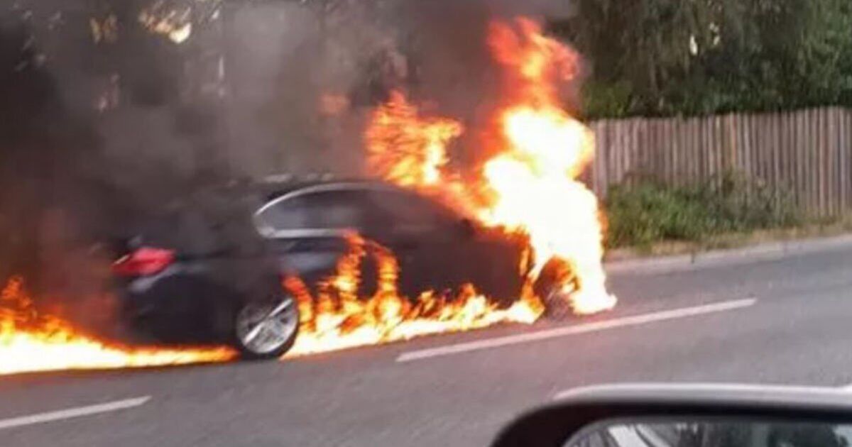 East Lancs Road traffic: Huge car fire shuts road as smoke seen for miles | UK | News