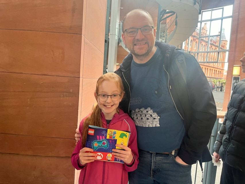 Jenna and John Mailey at the opening of NI's first Lego Store 