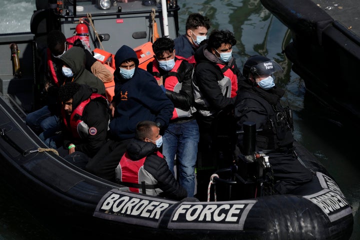 People thought to be migrants who undertook the crossing from France in small boats and were picked up in the Channel.