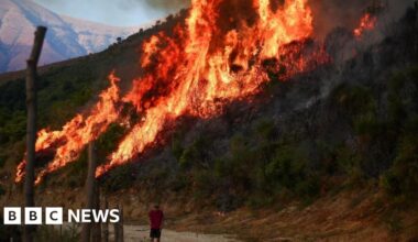 Wildfires rage across southern Europe as temperatures pass 40C