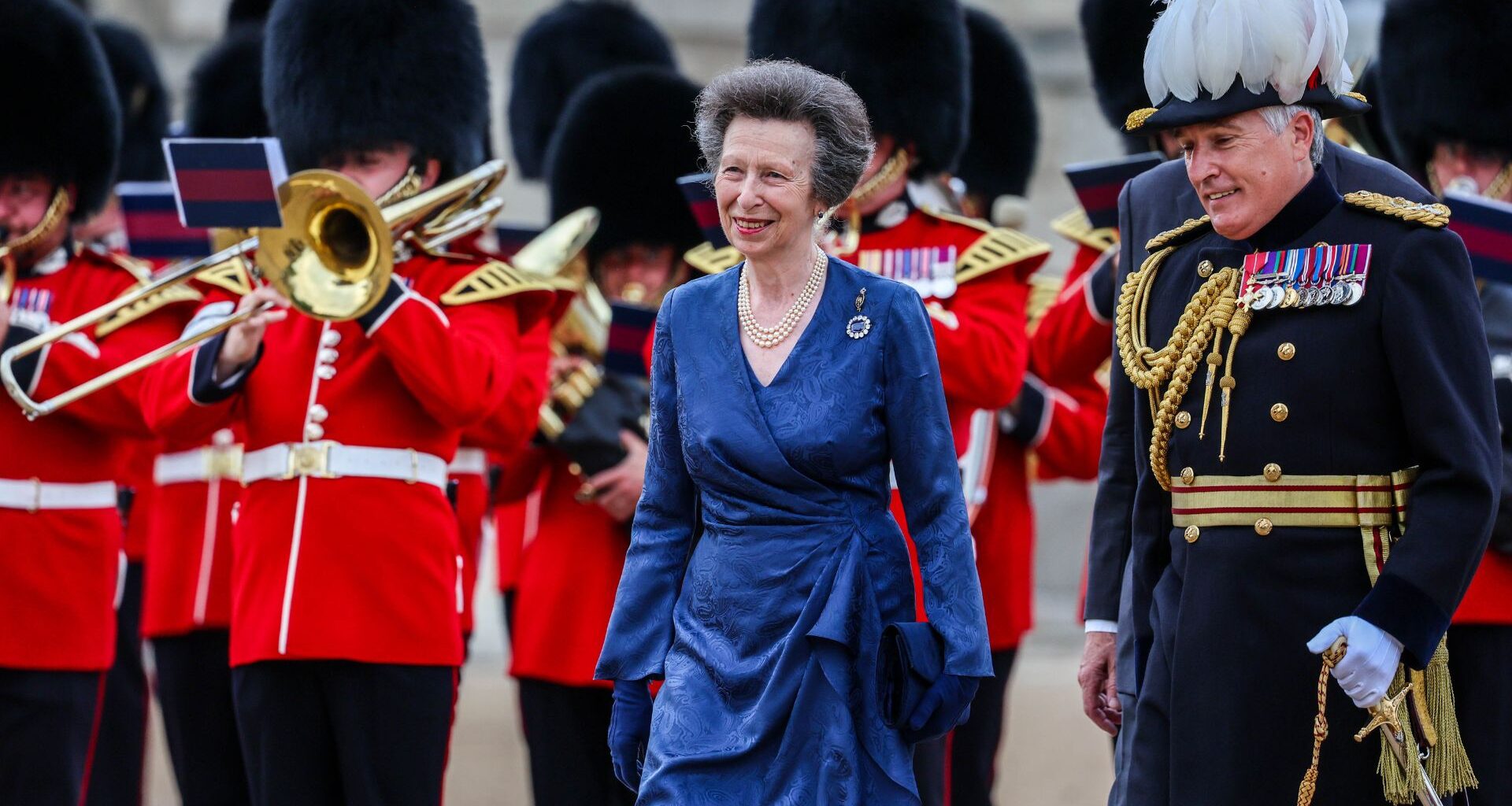 Princess Anne takes part in the Household Division Musical Spectacular 2025 at Horse Guards Parade