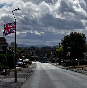 British and English flags have been unfurled on lamp posts in Mount Pleasant Road, Shrewsbury