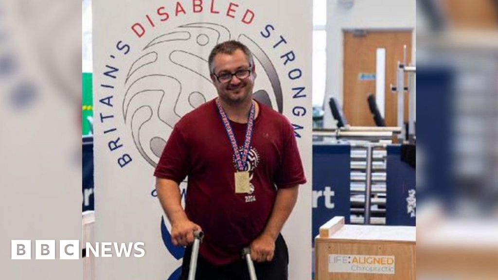 UK's first disabled strongman says lifting helps his cerebral palsy