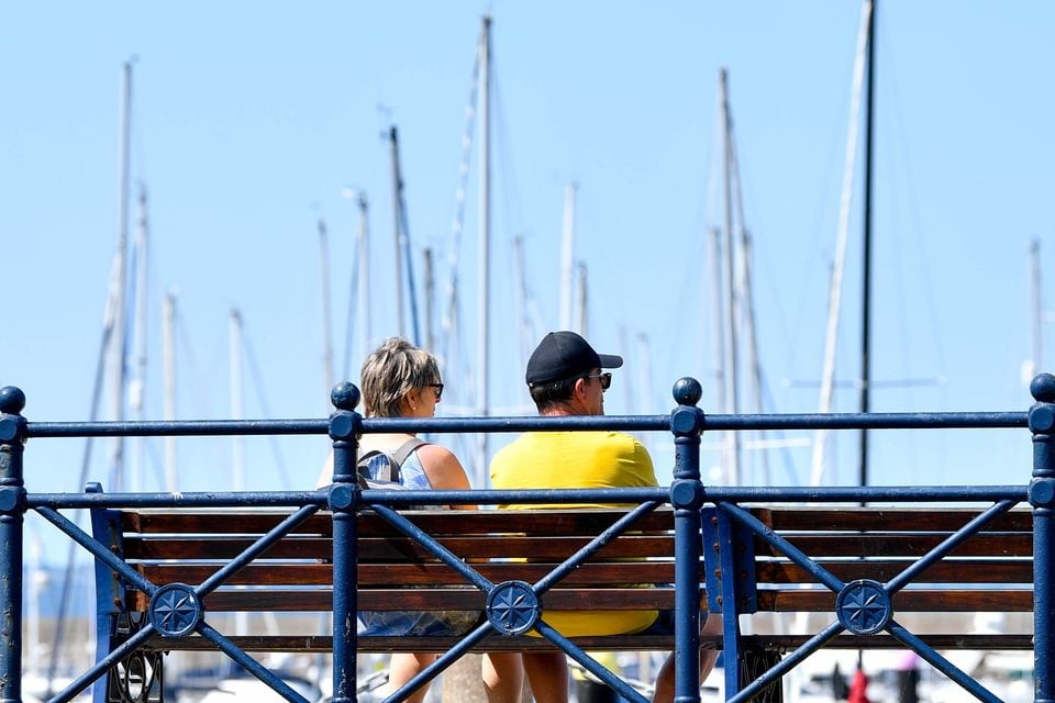 People in Bangor enjoying the weather. Photo - Andrew McCarroll/ Pacemaker Press