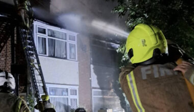Huge fire rips through suspected cannabis factory in east London home