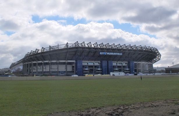 A view of the north side of the stadium from Roseburn Park