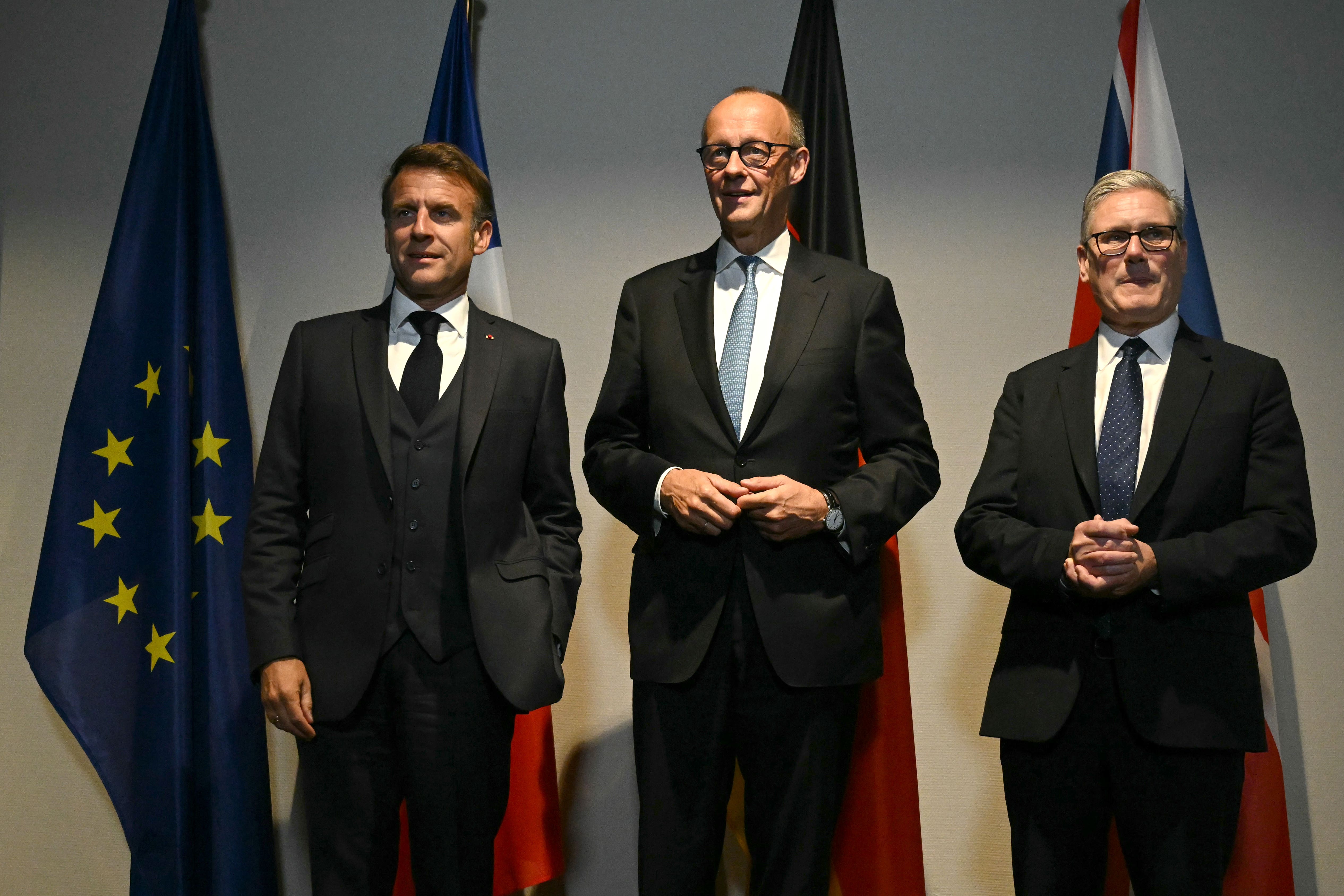 French President Emmanuel Macron, Germany’s Chancellor Friedrich Merz and Prime Minister Sir Keir Starmer will host a meeting of the coalition of the willing on Sunday (Ben Stansall/PA)