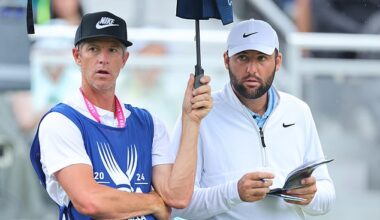 Scottie Scheffler will be without caddie Ted Scott (left) in final round of FedEx St. Jude