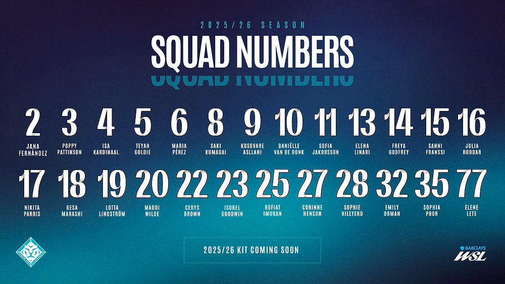 London City Lionesses Confirm 2025/26 Squad Numbers Ahead of our Debut WSL Season