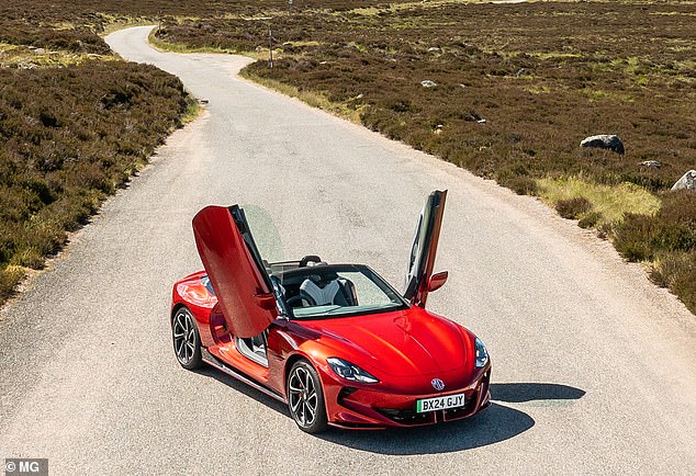 Not only is the Cyberster from now Chinese-owned MG a halo product but it is also the first convertible EV roadster on sale and catches the attention due to its soft top and scissor doors