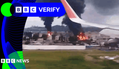 BBC Verify Live: Assessing footage as Ukraine and Russia trade drone strikes