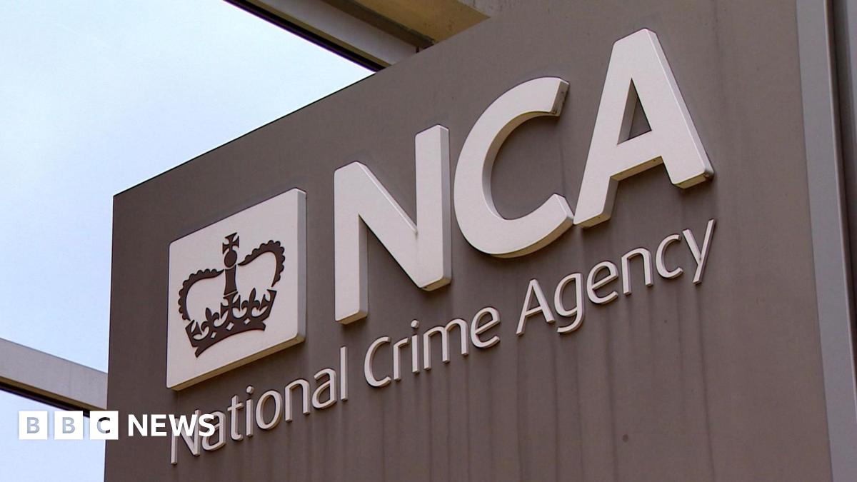 The National Crime Agency logo on a corporate totem. There are white letters on a grey background.