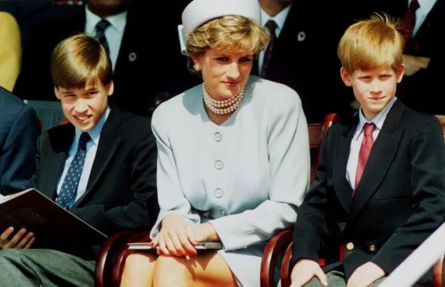 Getty Prince William, Princess Diana, and Prince Harry on May 7, 1995