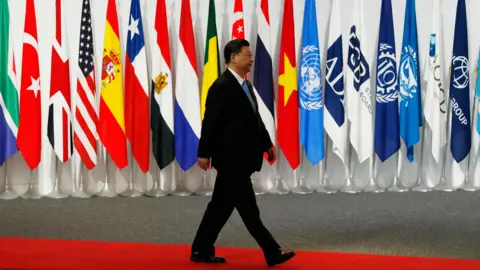 Getty Images Chinese President Xi Jinping arrives at the G20 leaders summit on June 28, 2019 in Osaka, Japan. 