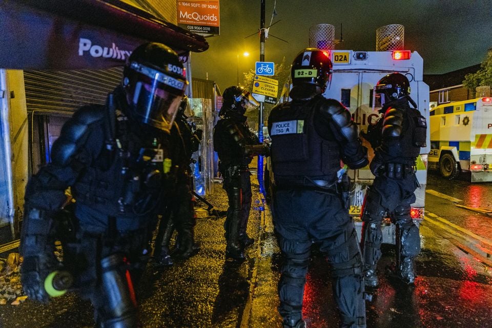Disorder in the Sandy Row area of Belfast on August 5 2024. Photo: Kevin Scott