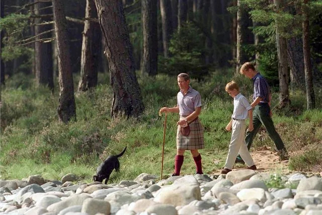 Getty Prince Charles, Prince Harry, and Prince William at Balmoral in August 1997