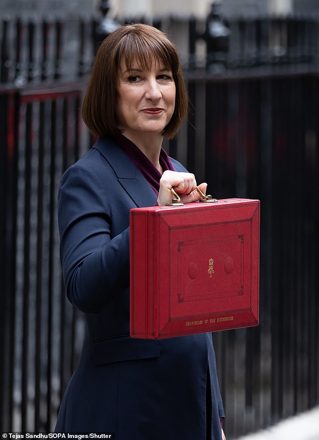 Struggling venues have taken increasingly extreme measures to stay afloat, with one major pub chain increasing the pint of 15p after Chancellor Rachel Reeves's tax raid. Pictured: Ms Reeves displaying the red budget briefcase last October