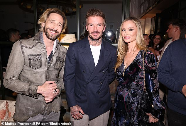 Georgina and Adrien were seen posing with David in NYC in May last year (pictured), indicating the Beckham patriarch may be the link between their son and the couple, who have been dating since 2020
