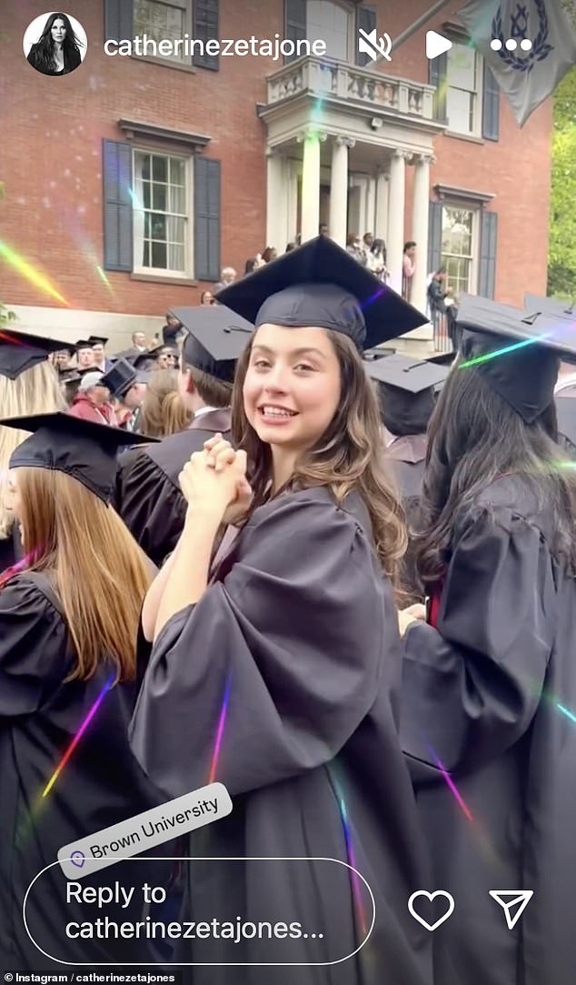 The proud actress mum went on to share several Instagram stories, including footage of their daughter in her graduation robes