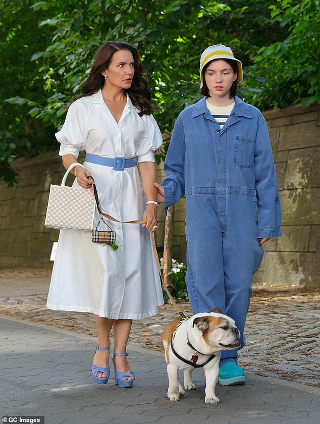It comes after the young cousin of Tilda made a return to the small screen last month in the third season of the US drama And Just Like That - the spin-off of Sex in the City - playing Charlotte York's non-binary teenager (both pictured in character)