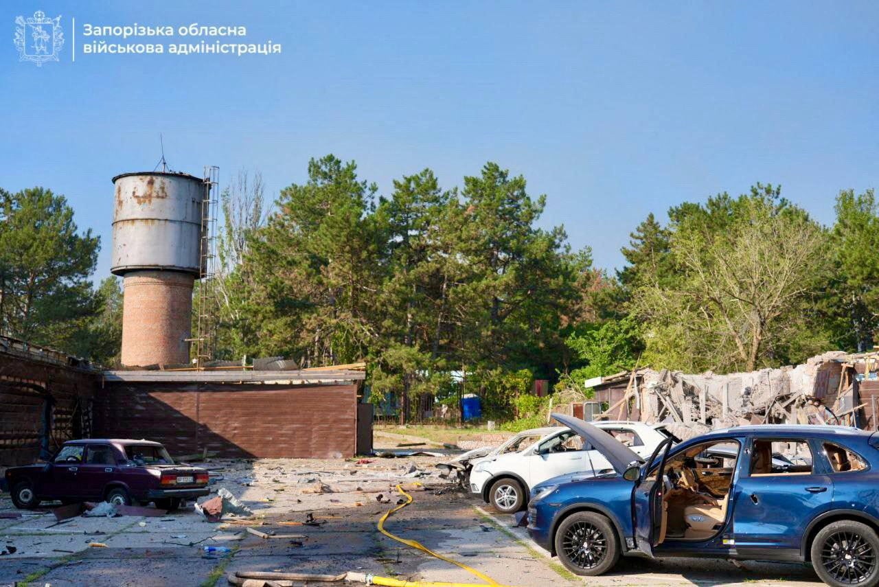 A view shows the site of a Russian military strike amid Russia's attack on Ukraine in Zaporizhzhia
