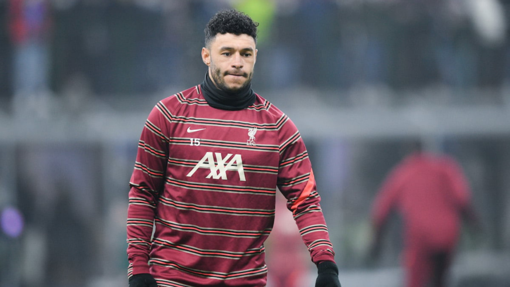 Alex Oxlade-Chamberlain warming up at Liverpool