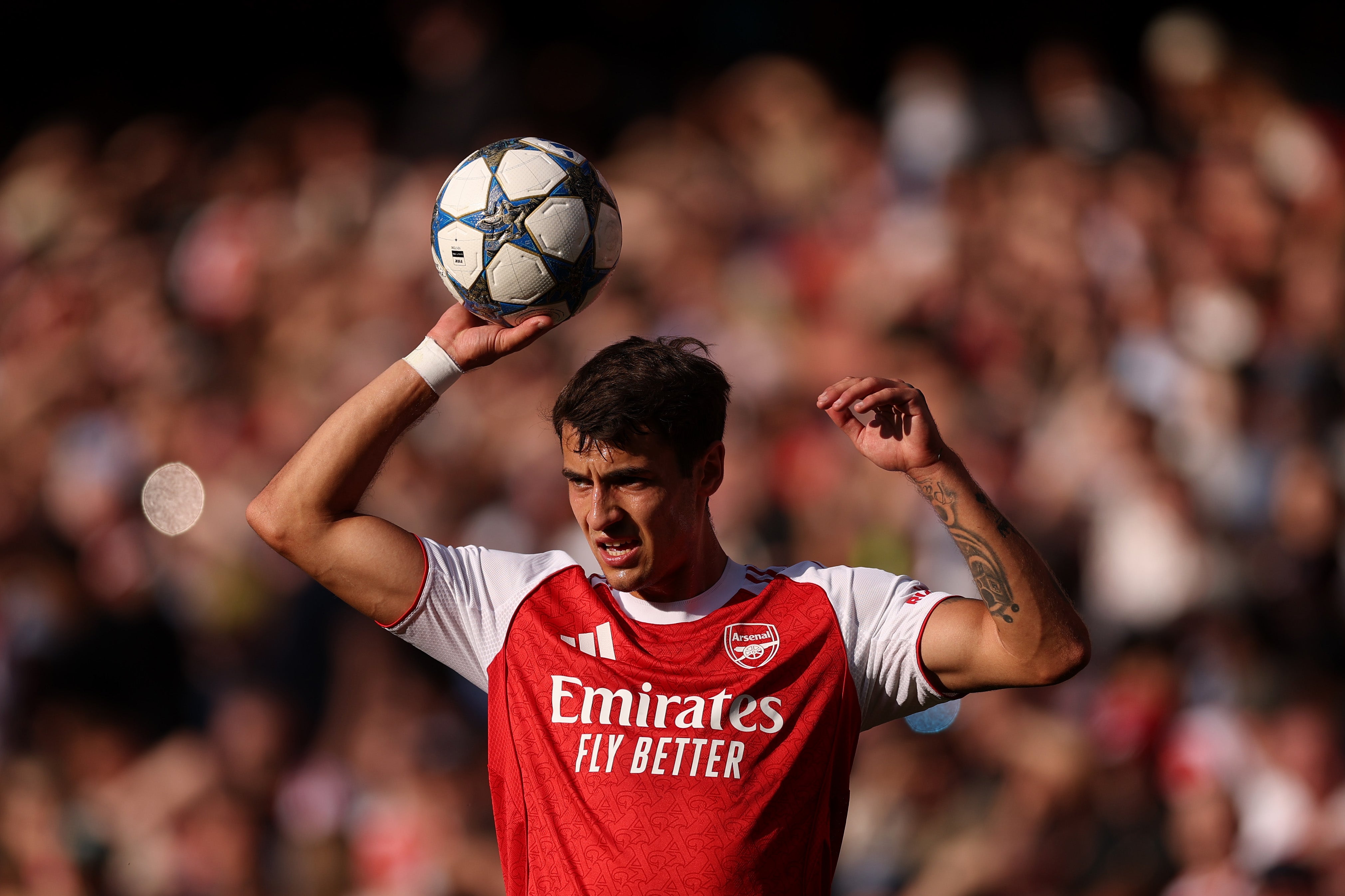 Jakub Kiwior played the final 12 games of last season for Arsenal after Gabriel’s injury but wasn’t in the squad for the clash with Manchester United on the opening weekend of this campaign
