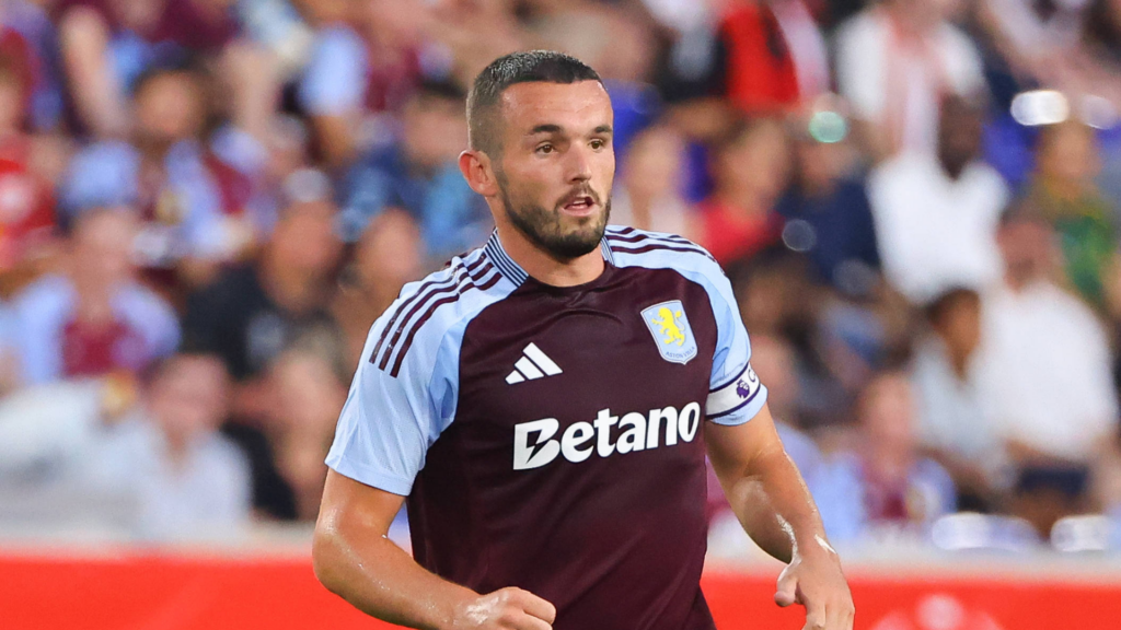 Aston Villa captain John McGinn in action at Villa Park