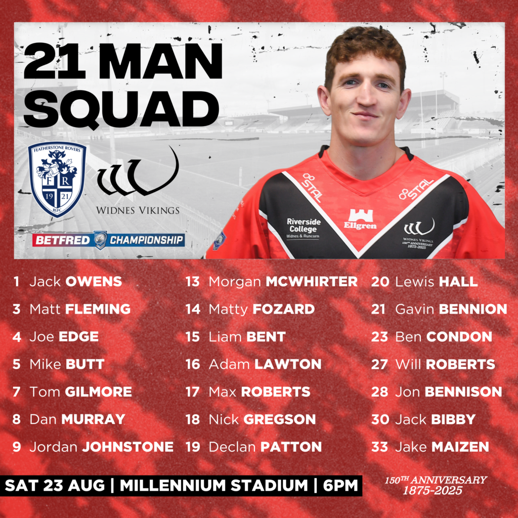 VIKINGS 21-MAN SQUAD TO TAKE ON FEATHERSTONE ROVERS