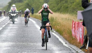 Ruby Isaac wins the junior National Champs in the rain, head in her hands