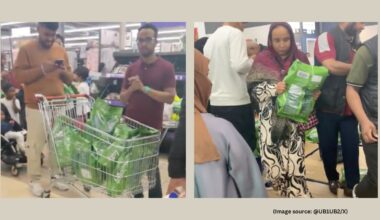 The Basmati rice was being sold at a heavily reduced price of 9.50 pounds per bag (Image source: @UB1UB2/X)