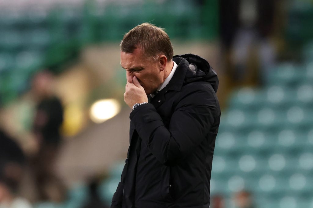 Celtic boss Brendan Rodgers frustrated on the touchline at Parkhead