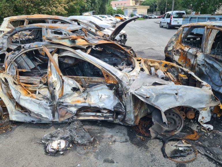 Cars damaged by Russian drones during the July 31 attacks-1756286152