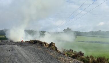 Fire crews use water jets to tackle barn fire in Wales
