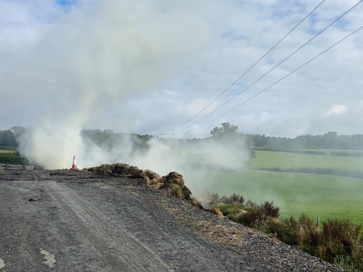 Fire crews use water jets to tackle barn fire in Wales