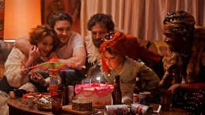 Maria Bakalova as Paulette, Cody Fern as Eddie, Scoot McNairy as Steve, Nessa Dougherty as Younger Alysia, Ryan Thurston as Johnny in 'Fairyland'