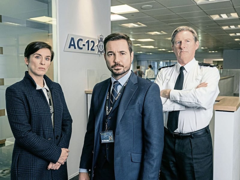 Line of Duty stars Vicky McClure, Martin Compston and Adrian Dunbar. Picture by World Productions/BBC One/PA Wire