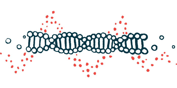 An illustration showing a part of double helix DNA.